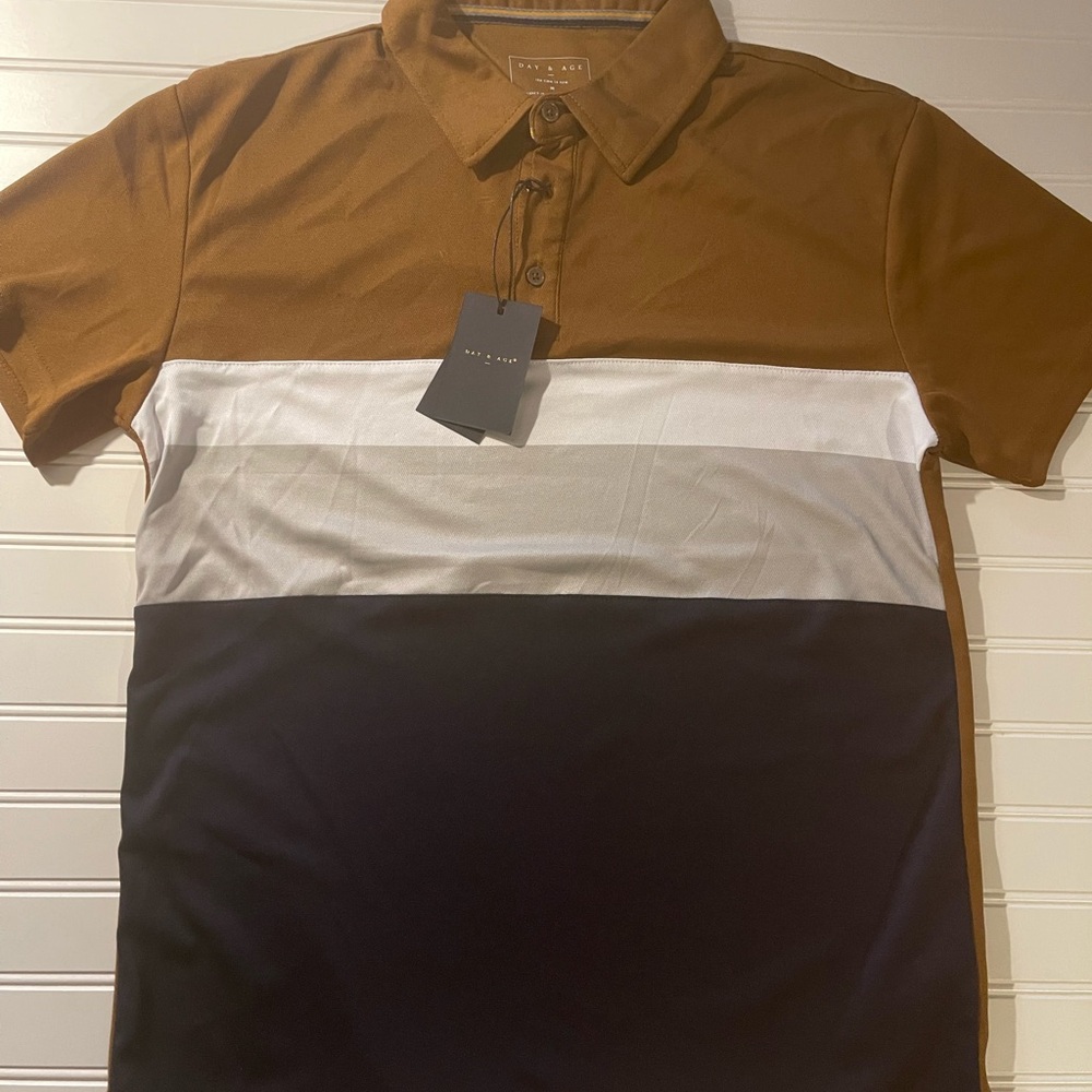 Men's Polo Shirt by Day & Age - Brown, White, and Navy